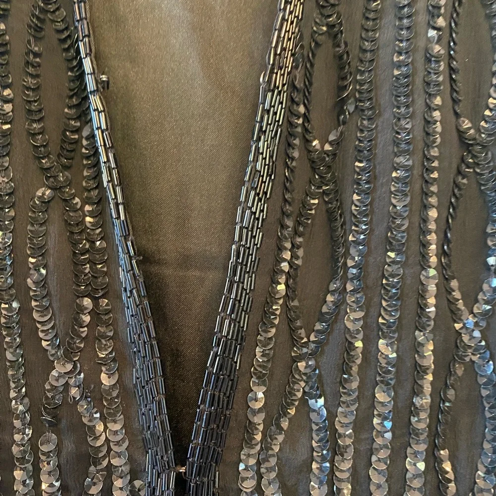 Vintage Whimsygoth Womens Black Silk Hand Beaded Sequin Embellished Blazer 15/16 - Picture 4 of 13